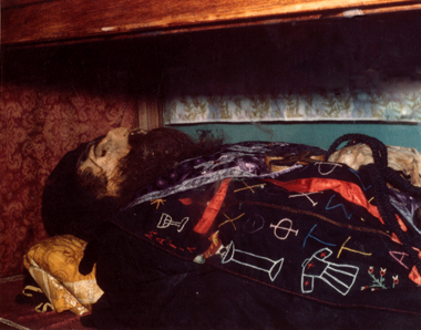 The incorrupt relics of our Righteous Father John the Romanian. <br />They are not whole, because Father Panteleimon had the nerve to order one of his fingers to be broken off.